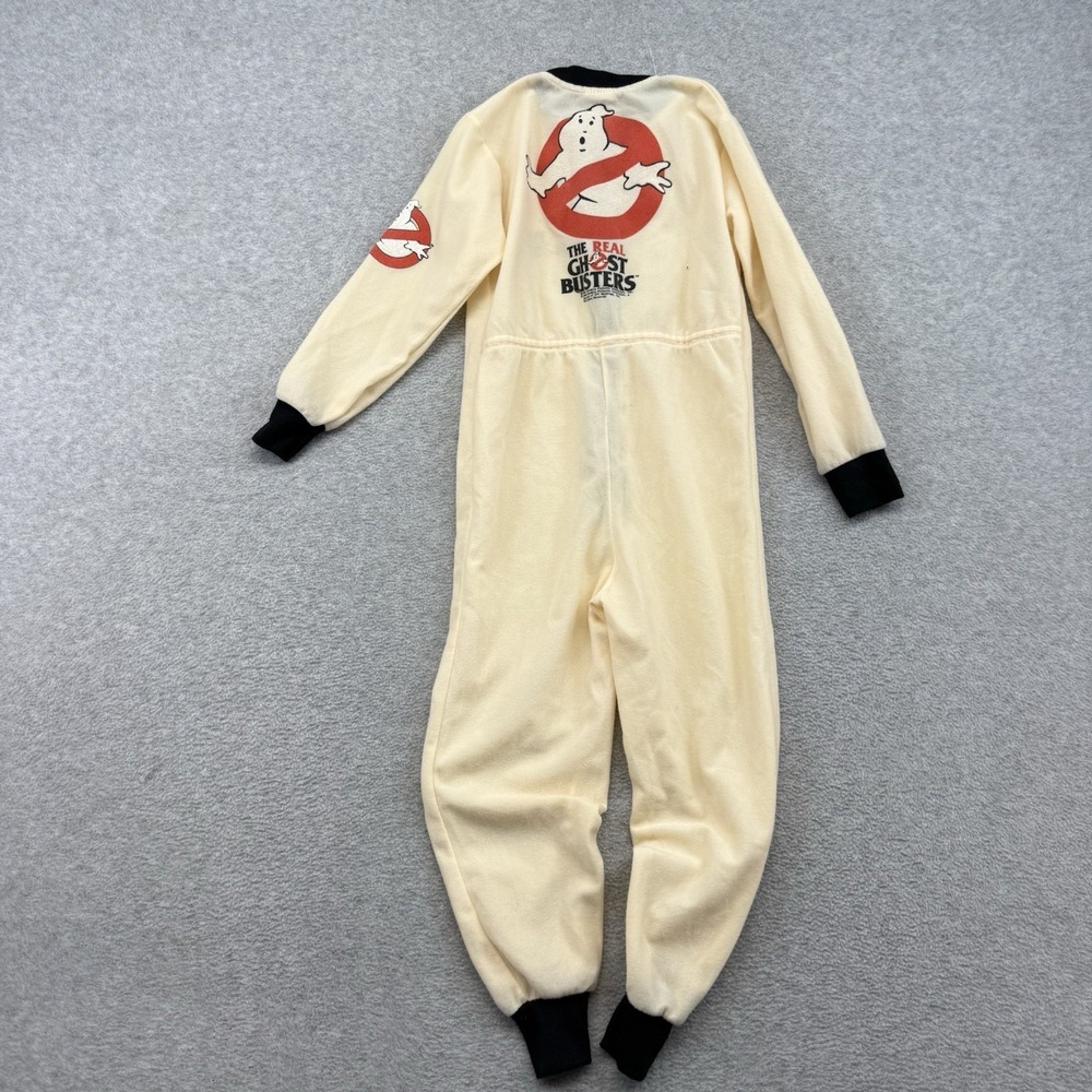 Vintage Ghostbusters Coverall Boys 6-7 Beige Cotton Jumpsuit Costume 80s Movie